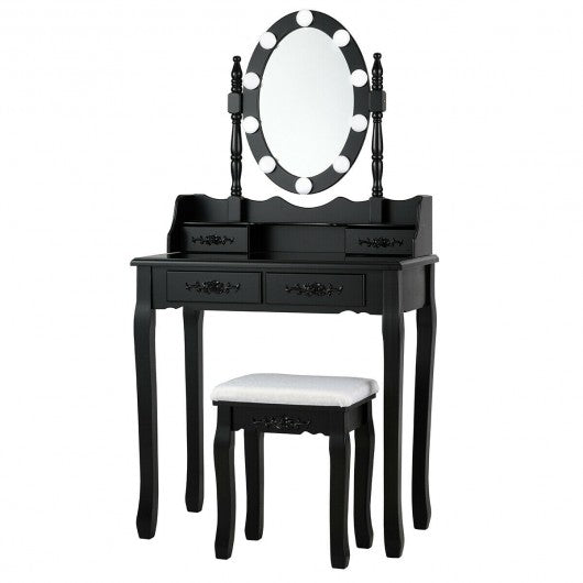 Makeup Dressing Table with Lighted Mirror and Touch Switch