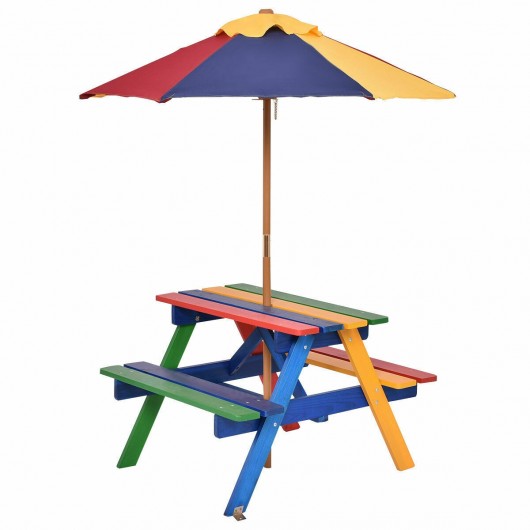 4 Seat Kids Picnic Table with Umbrella