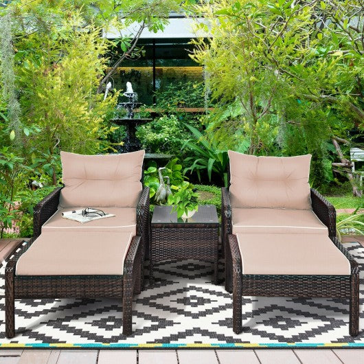 5 Pcs Patio Rattan Wicker Sofa Furniture Set