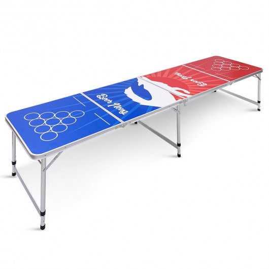 8 ft Indoor Outdoor Portable Folding Beer Pong Camping Table