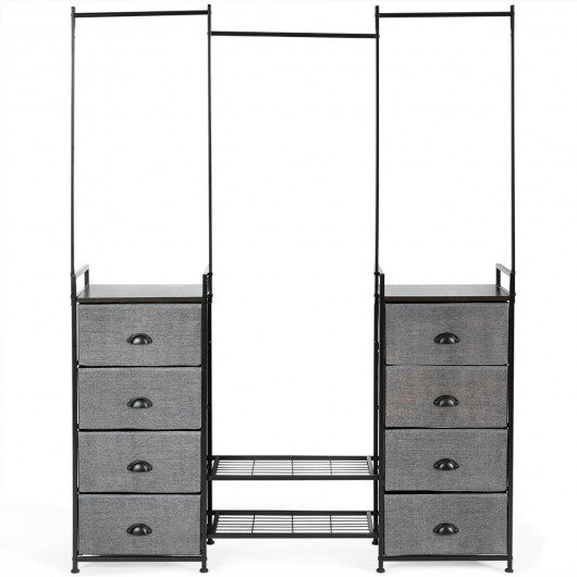 8 Drawer Fabric Dresser with Rack Multifunctional Storage Tower Metal