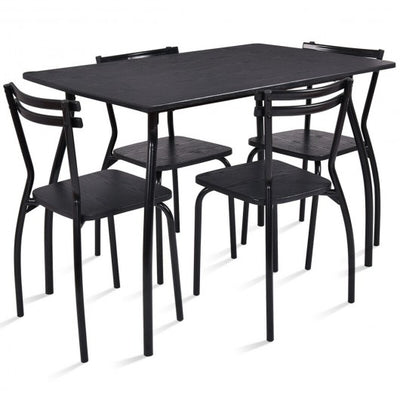 5 Pcs Dining Table Set with 4 Chairs - Black