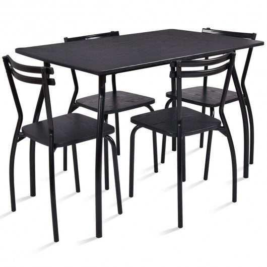 5 Pcs Dining Table Set with 4 Chairs - Black