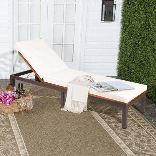 Patio Acacia Wood Lounge Chair Chaise Recliner