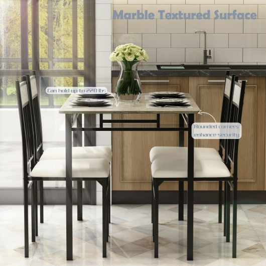 5 Piece Faux Marble Dining Set Table