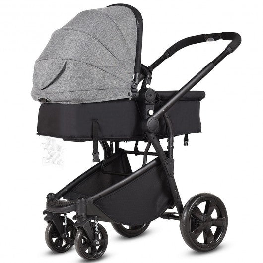 2-in-1 Folding Aluminum Buggy Newborn Travel Baby Stroller-Gray