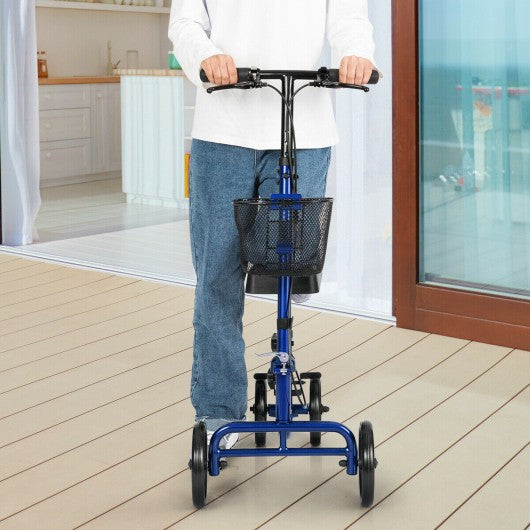 Foldable Knee Walker W/ Basket and Dual Brakes