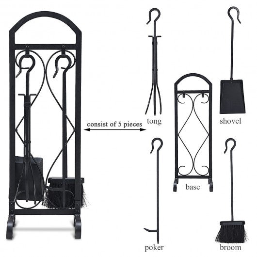 5 Pieces Hearth Fireplace Tools Set
