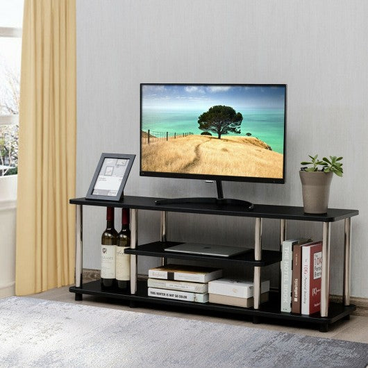 3-Tier 110lbs Stainless Steel Listed Universal TV Stand-Black
