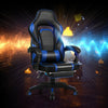 Massage Gaming Chair with Footrest & Lumbar Support-Blue