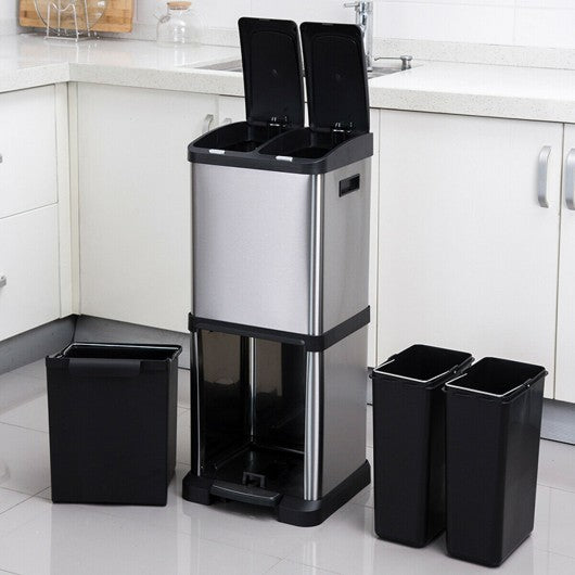 8.5 Gallon Garbage Bin with Pedal and 3 Buckets
