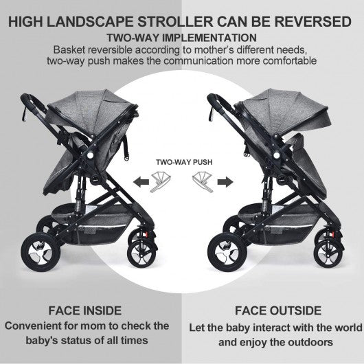 2 in 1 High Landscape Convertible Reversible Bassinet Pram