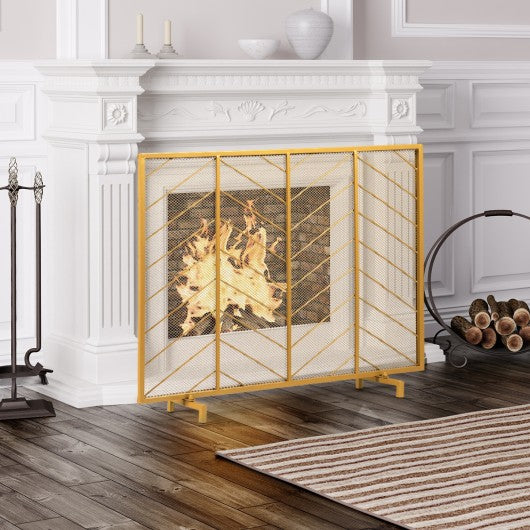 Single Panel Fireplace Screen Free Standing Spark Guard Fence for