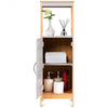 Bathroom Floor Cabinet Freestanding Single Door Bamboo 3-Tier Storage