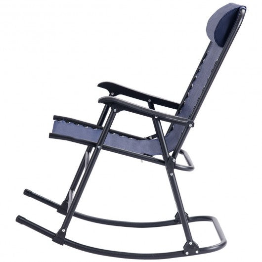 Outdoor Patio Headrest Folding Zero Gravity Rocking Chair