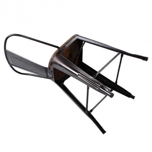 Copper 2-Set Metal Wood Counter Stool Rustic Dining Chairs