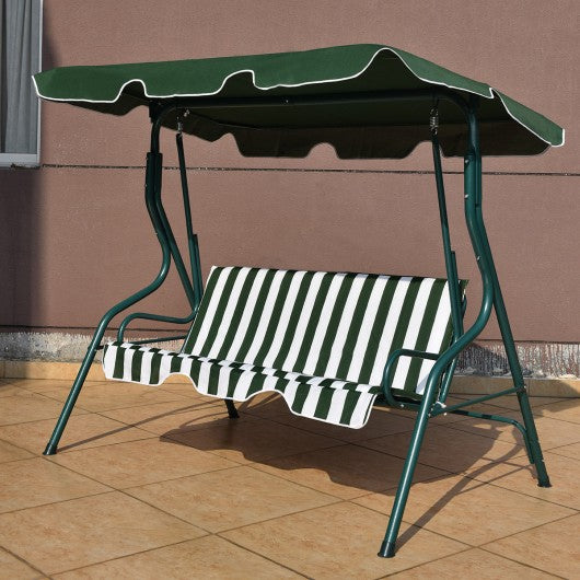 3 Seats Patio Canopy Swing-Green