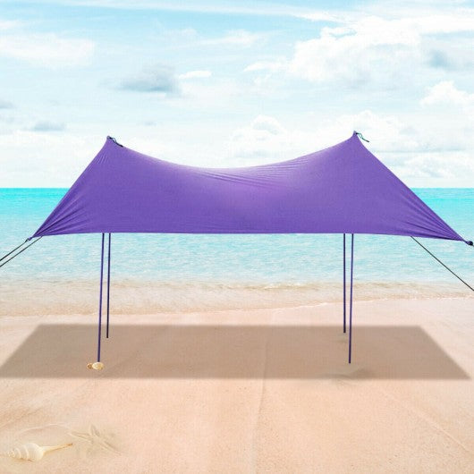 7' x 7' Family Beach Tent Canopy Sunshade w/ 4 Poles