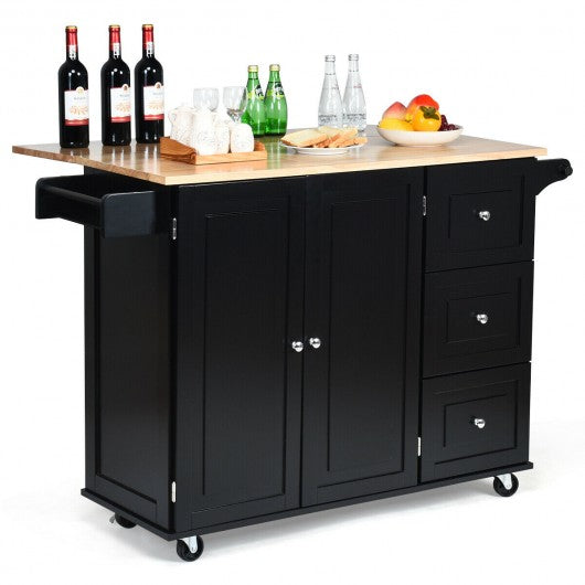Drop-Leaf Kitchen Island Trolley Cart Wood Storage Cabinet