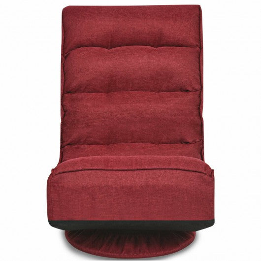 5-Position Folding Floor Gaming Chair-Wine Red