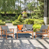 4 pcs Wooden Patio Furniture Set Table Sofa Chair Cushioned Garden