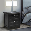 Solid Wood Elegant Storage Nightstand w/ 2 Locking Drawers-Black