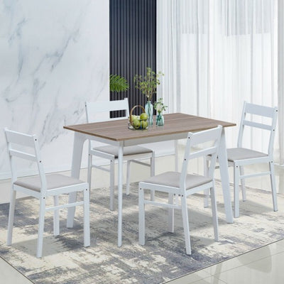 5 Piece Dining Set Table & 4 Chairs Wood Furniture Set