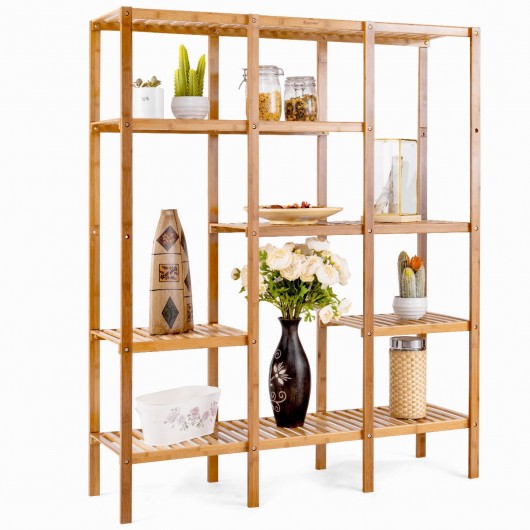 Multifunctional Bamboo Shelf Storage Organizer Rack