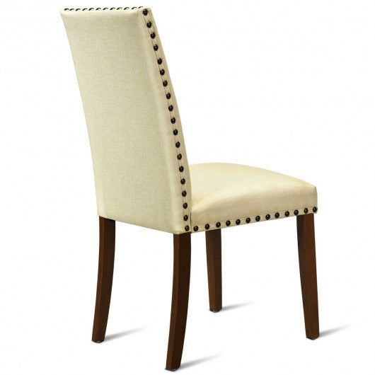 Set of 2 High Back Armless Fabric Dining Chairs