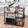 Industrial Kitchen Baker's Rack Microwave Shelf with 6 Hooks