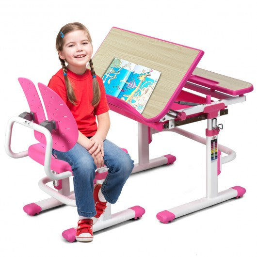 Height Adjustable Kids Study Desk and Chair Set
