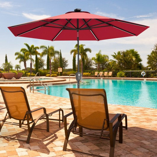 9 Ft Patio Solar Powered Umbrella with LED Light