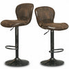 Set of 2 Adjustable Swivel Hot-stamping Bar Stools with Backrest