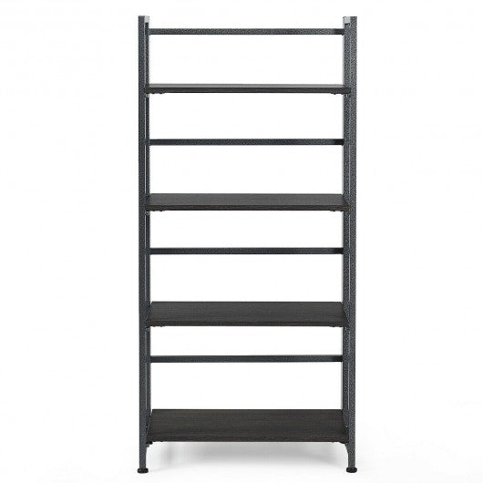 4-Tier Folding Bookshelf Foldable Portable Metal Storage