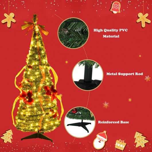 4 Ft Pre-lit Spruce Christmas Tree with Bows and Ribbon