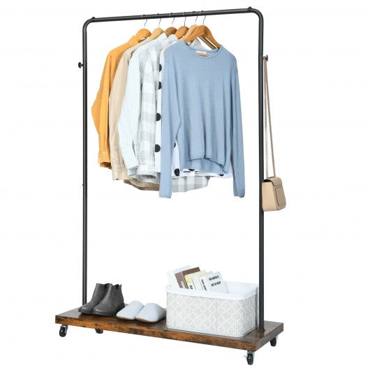 Industrial Pipe Style Rolling Garment Rack on Wheels