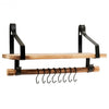 Wooden Wall-Mounted Floating Storage Shelf with Removable Towel Bar