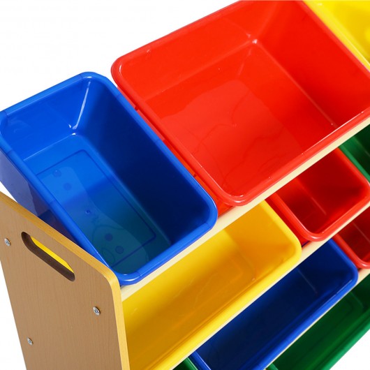 Toy Storage Organizer for kids with 12 Colorful Plastic Bins