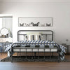 Full Size Metal Bed Frame with Steel Slats Headboard-Black