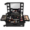 Studio Artist Train Rolling Makeup Case Light Wheeled Organizer-Black