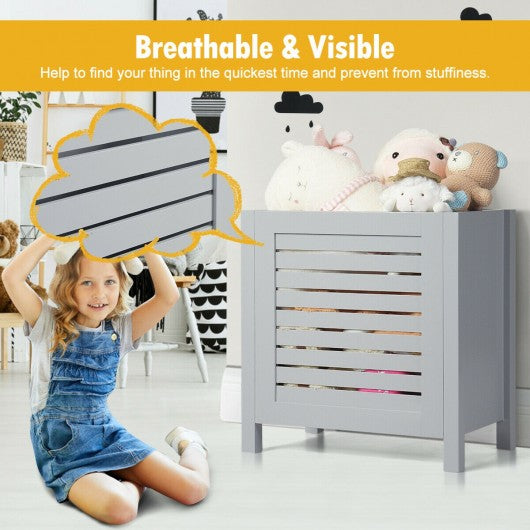 Wooden Kids Toy Storage Organizer  with Lid-Gray