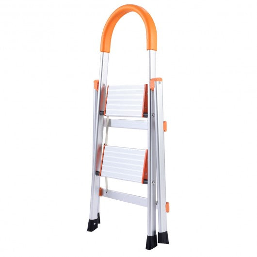 Non-slip 2 Step Aluminum Ladder Folding Platform Stool 330 lbs Load Capacity
