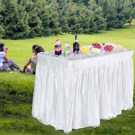 4 Foot Plastic Party Ice Folding Table with Matching Skirt
