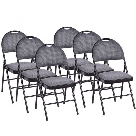 Set of 6 Folding Fabric Upholstered Metal Chairs