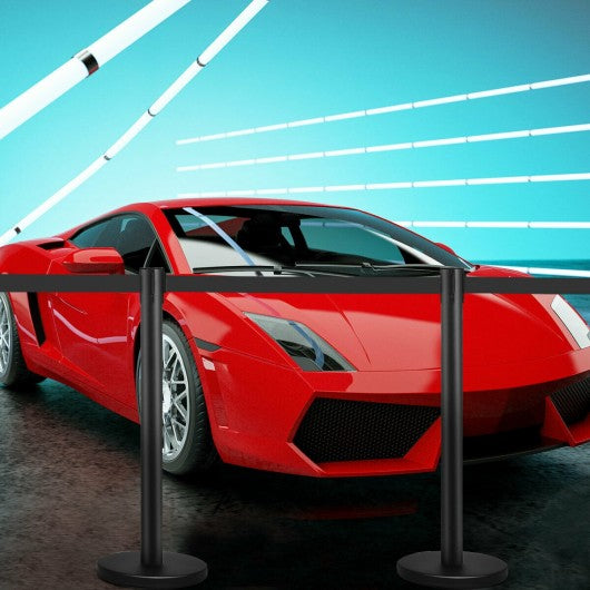 6 pcs Retractable Black Stanchion Posts Queue Pole