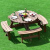 Patio 8 Seat Wood Picnic Dining Seat Bench Set