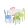 5 pcs Kids Pine Wood Table Chair Set-Clear