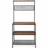 4-Tier Kitchen Rack Stand with Hooks & Mesh Panel