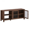 Wooden TV Stand with 2 Metal Mesh Doors