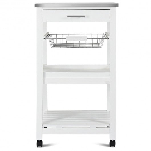 Rolling Kitchen Trolley Storage Basket And Drawers Cart